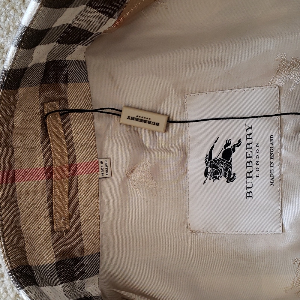 BURBERRY GOLD SHIMMER METALLIC CHECK PLAID TRENCH COAT - Picture 10 of 16